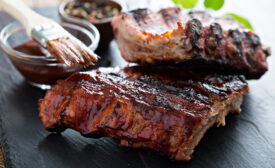 Grilled pork baby ribs with barbecue sauce