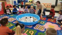 Virginia elementary school students observe baby chicks as part of the Agriculture in the Classroom curriculum.