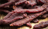 Beef Jerky on a cutting board