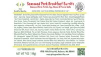 Product label for recalled breakfast burrito