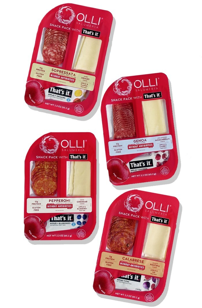 Olli Salumeria and That's it. new clean-label meat and fruit snack packs