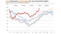 USDA fed cattle weights August 2024