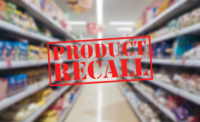 grocery store aisle with product recall label