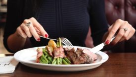 Woman eating lunch