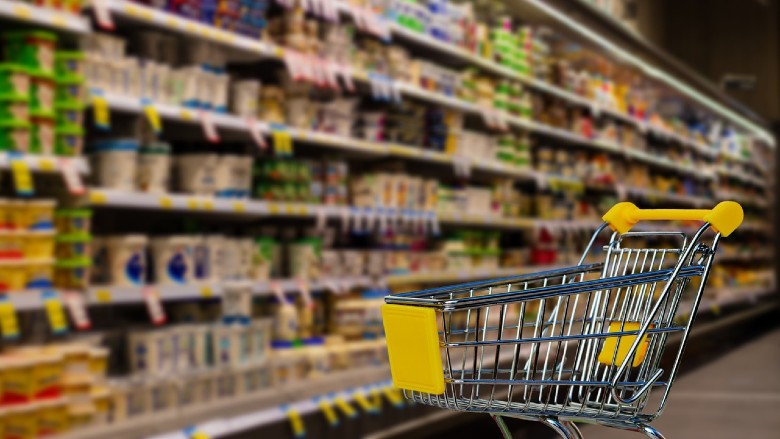 Grocery cart in a supermarket