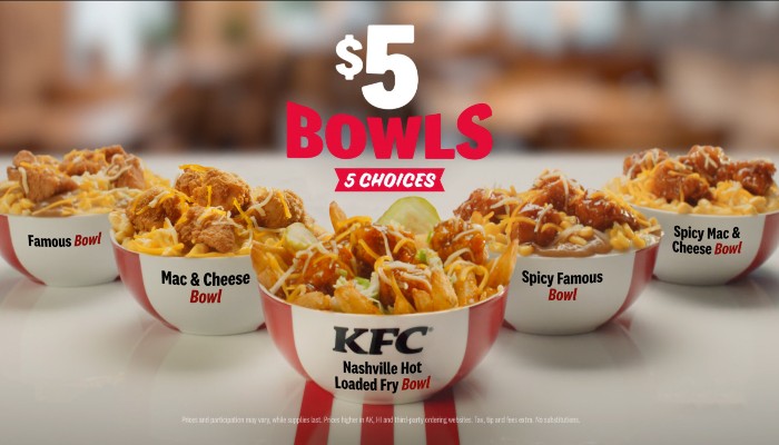 KFC's new lineup of $5 bowls