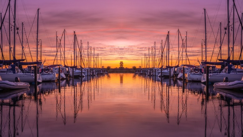 Port at sunset