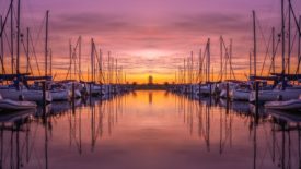 Port at sunset