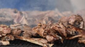 Barbecuing lamb