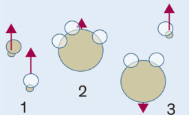 Depiction of impact of relative bubble size to particle size in a DAF unit