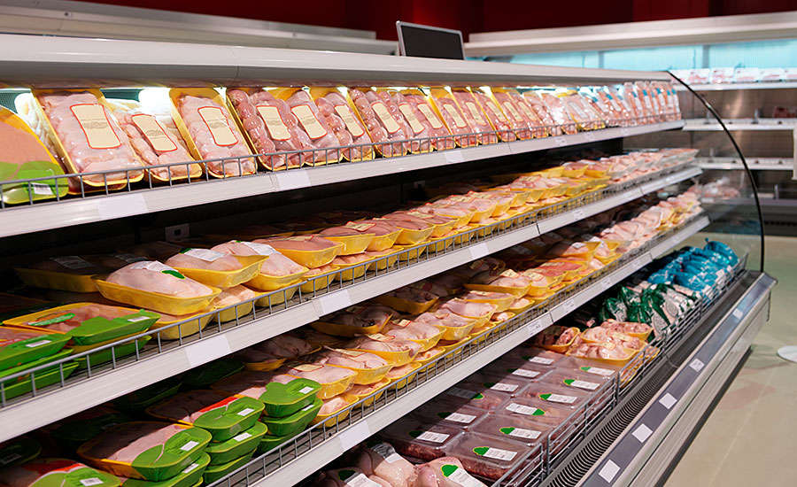 Packages of Poultry Meats on Store Shelves