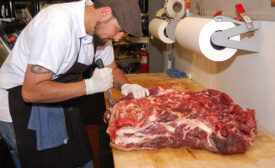 Adrian Bridges manages the Marin Sun Farms butcher shop and restaurant